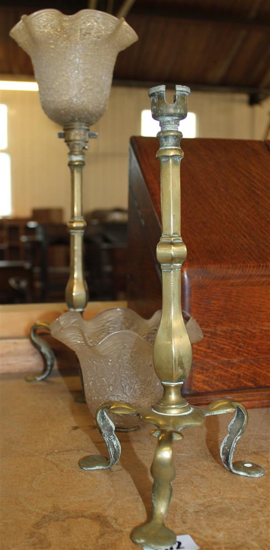 Pair of brass table lamps(-)